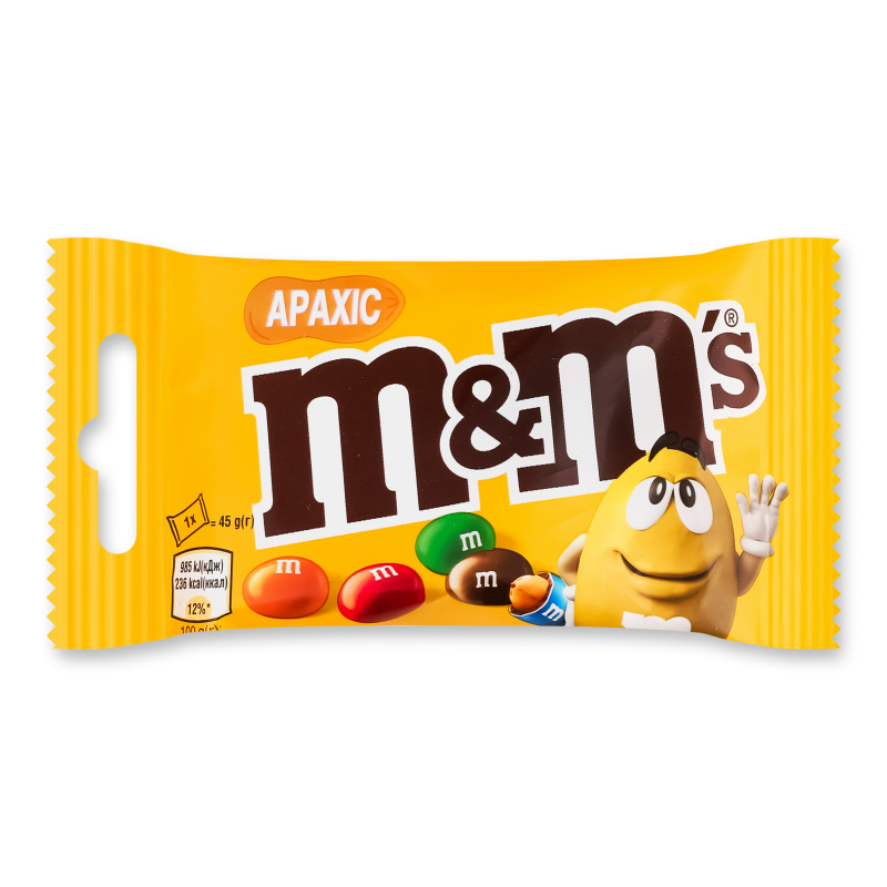 Драже з арахісом та молочним шоколадом глазуроване 45г M&M’s