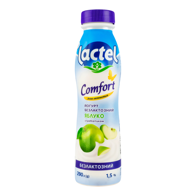Йогурт 1.5% безлактозний з пребіотиком Яблуко Comfort Lactel п/пл