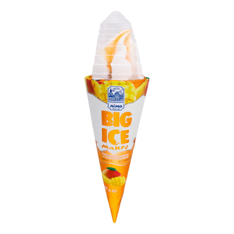 Морозиво 12% двошарове у вафельному ріжку Манго Big Ice Лімо м/у