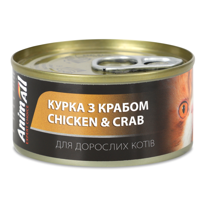 Корм д/котів з куркою та крабом 85г ж/б ЕнімАлл