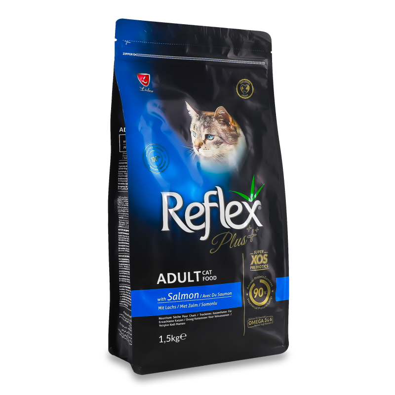 Корм д/дорослих котів з лососем сухий 1,5кг Reflex Plus