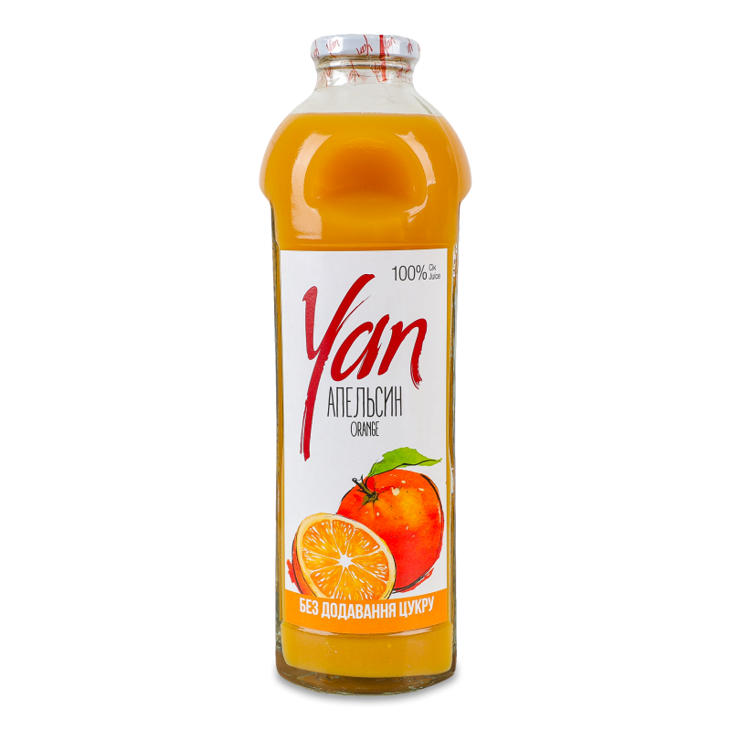 Сік апельсиновий без цукру 930мл скло Yan