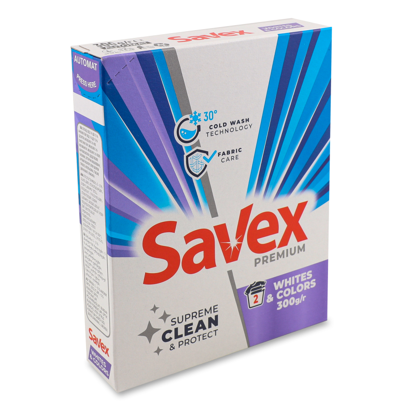 Засіб миючий порошкоподіний Premium Whites&Colors автомат 300г Savex