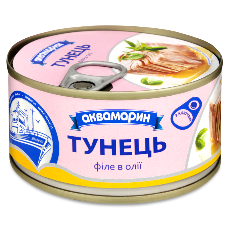 Тунець філе в олії 185г ж/б з ключем Аквамарин