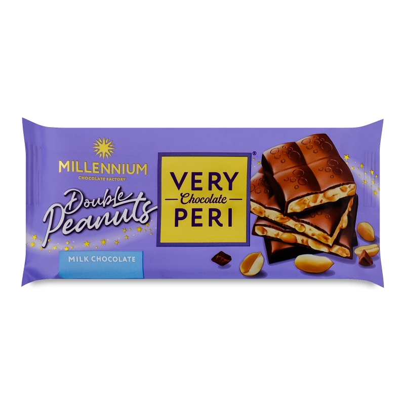 Шоколад Вері Пері молочний з начинкою та з подрібненим та цілим арахісом 105г Мілленніум