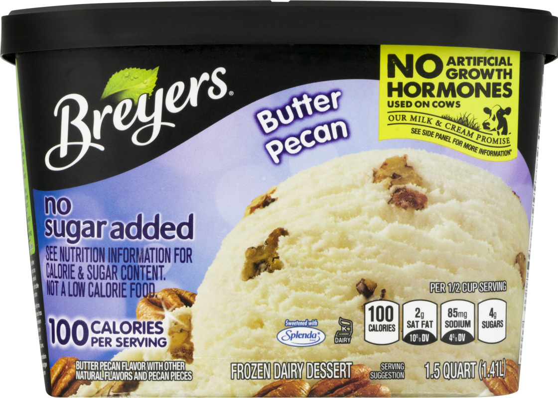 Breyers No Sugar Added Frozen Dairy Dessert Butter Pecan Breyers