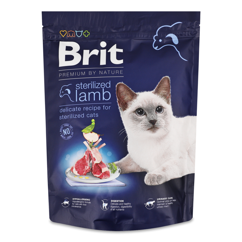Корм д/стерилізованих котів Бай Нейче з ягням сухий 300г Бріт Преміум