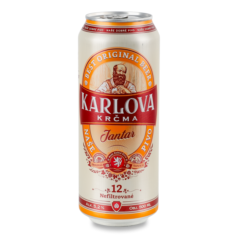 Пиво Янтарне світле 5,2% 0,5л ж/б Karlova Krcma