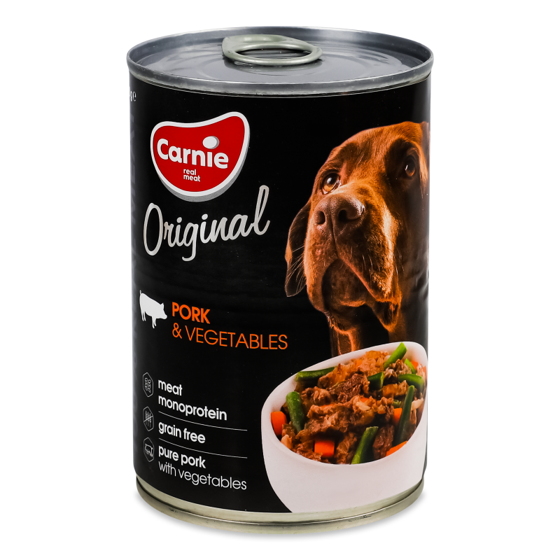 Корм д/дорослих собак Original Mono Protein Свинина з овочами 400г ж/б Carnie