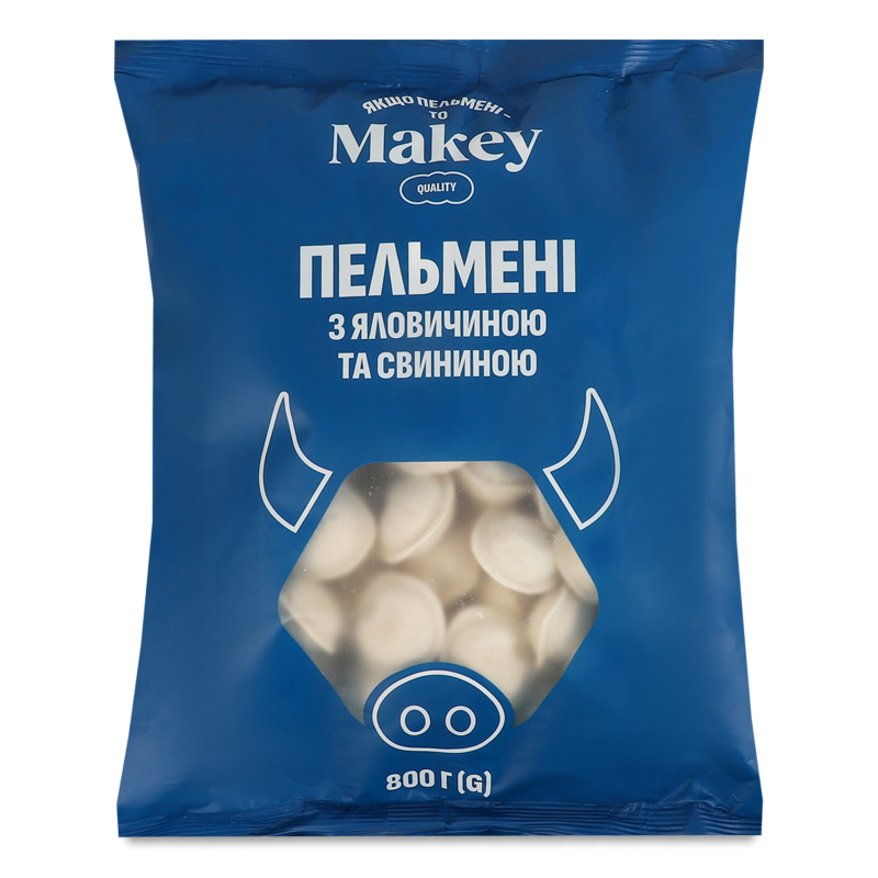 Пельмені з яловичиною та свининою 800г Makey