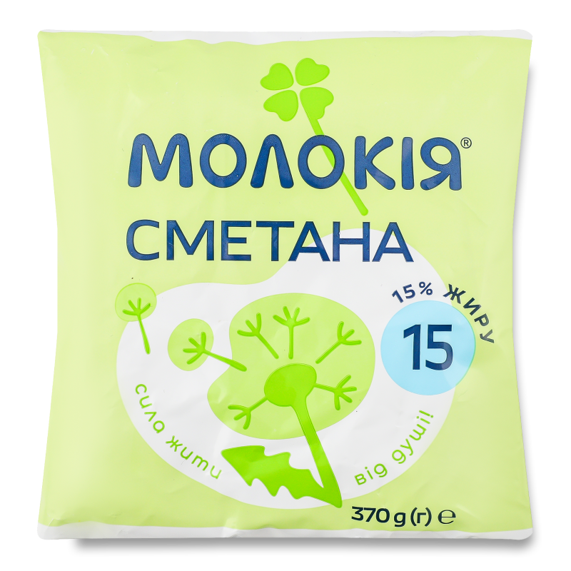 Сметана 15% 370г п/е Молокія