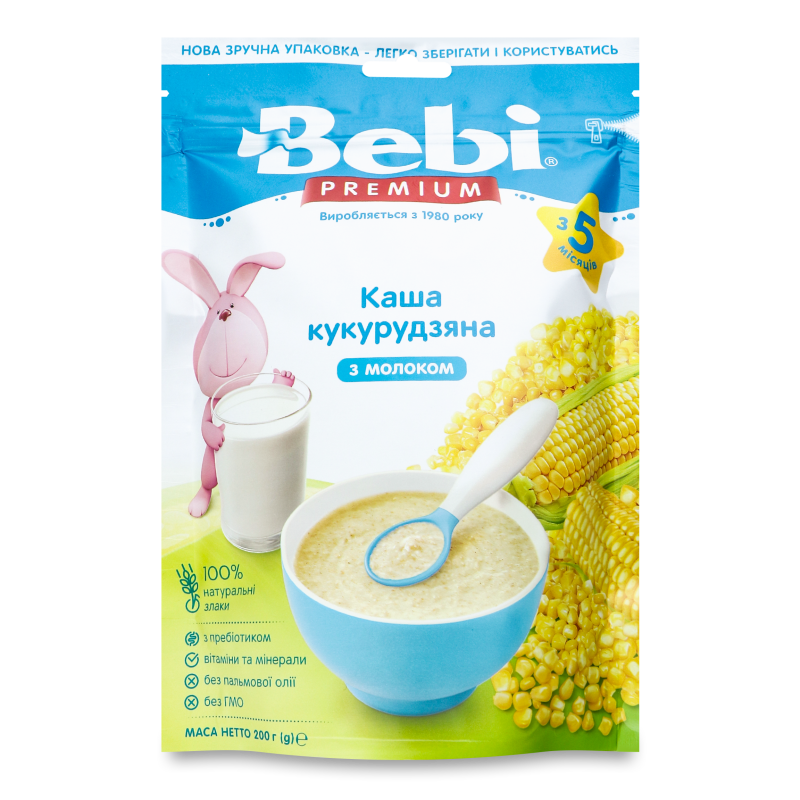 Каша молочна Premium кукурудзяна від 5місяців 200г зіп/пакет Bebi