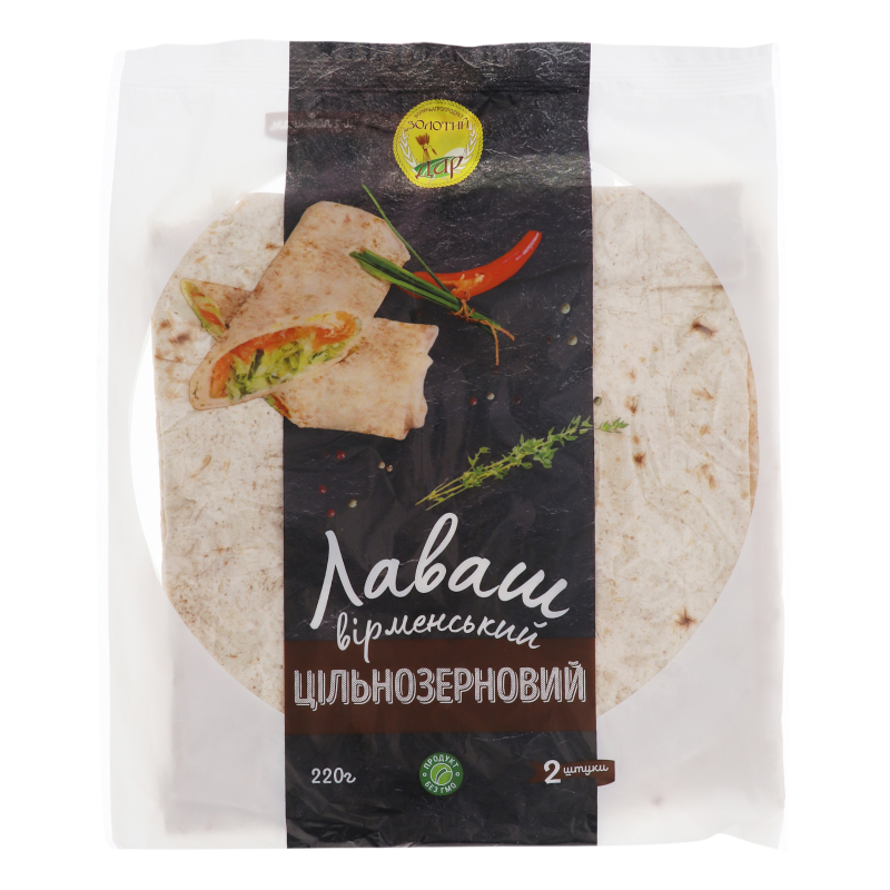 Лаваш армянский цельнозерновой Золотий дар м/у 220г Золотий дар ...