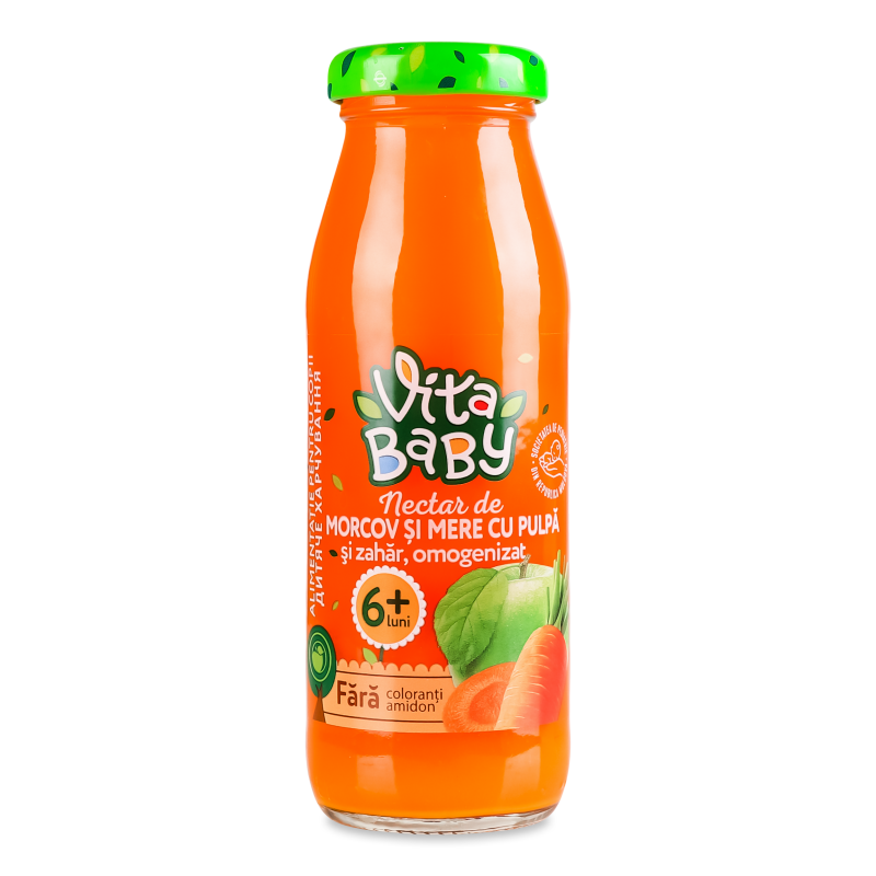 Нектар морквяно-яблучний з м”якоттю та цукром від 6місяців 175мл твіст/б Віта Бейбі