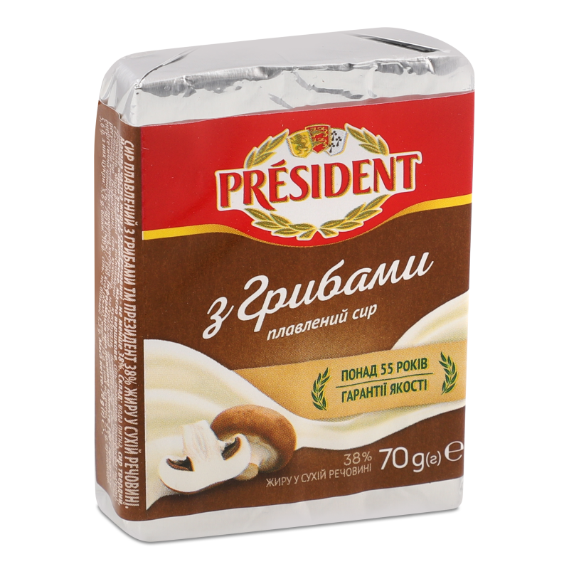 Сир плавлений з грибами 38% 70г President