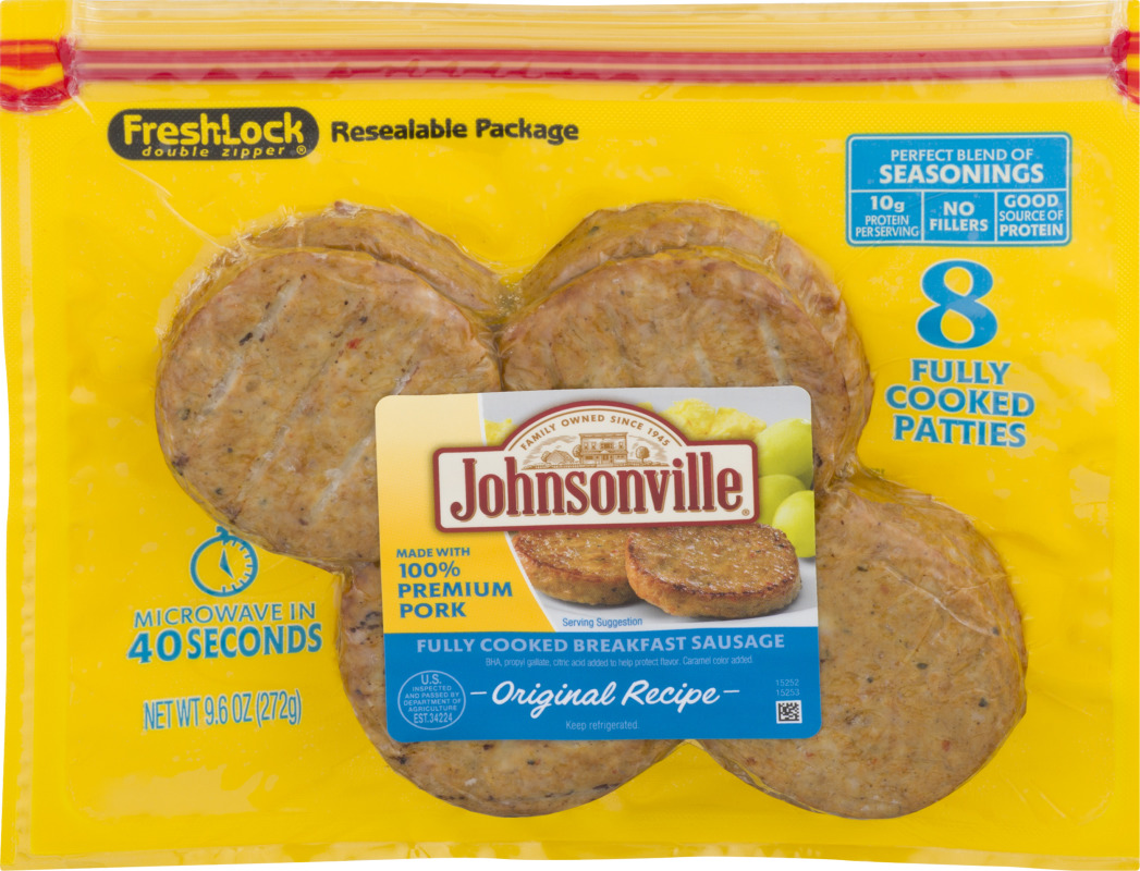 Johnsonville Fully Cooked Breakfast Sausage Patties Original Recipe 8 CT Johnsonville