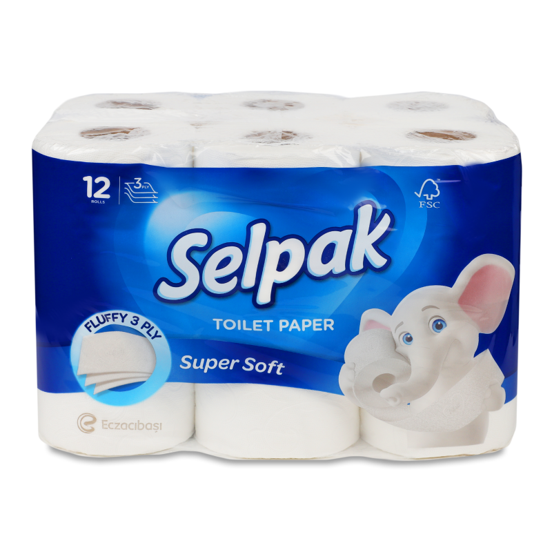 Папір туалетний білий 3шари 12шт Селпак