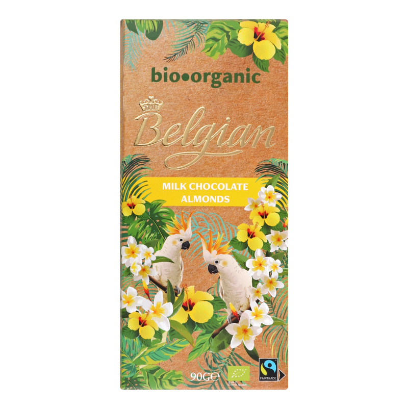 Шоколад молочний з мигдалем Organic The Belgian к/у