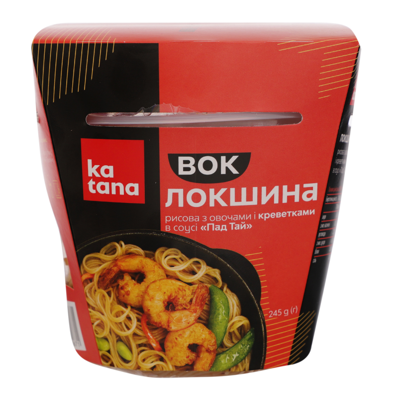 Локшина рисова з овочами і креветками в соусі Пад Тай Вок Katana к/у