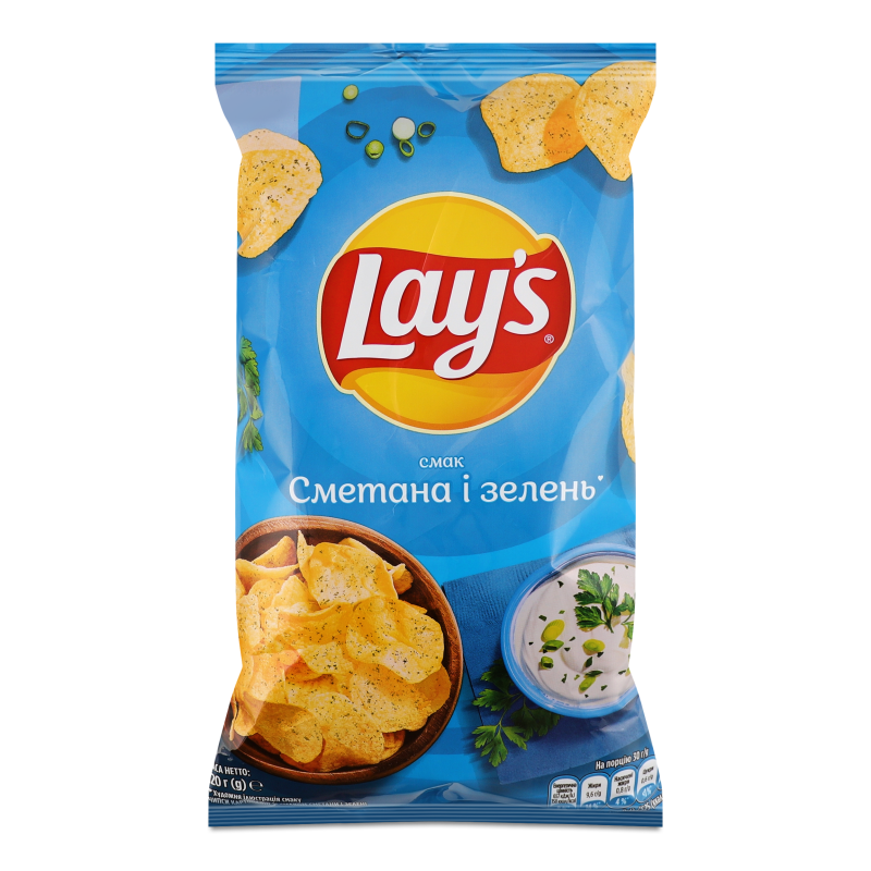 Чипси з смаком сметани та зелені 120г Lay’s