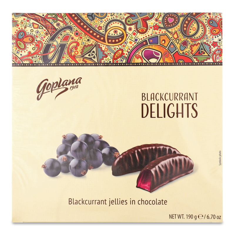 Мармелад жувальний Делайтс з смаком смородини в шоколаді 190г Коліан