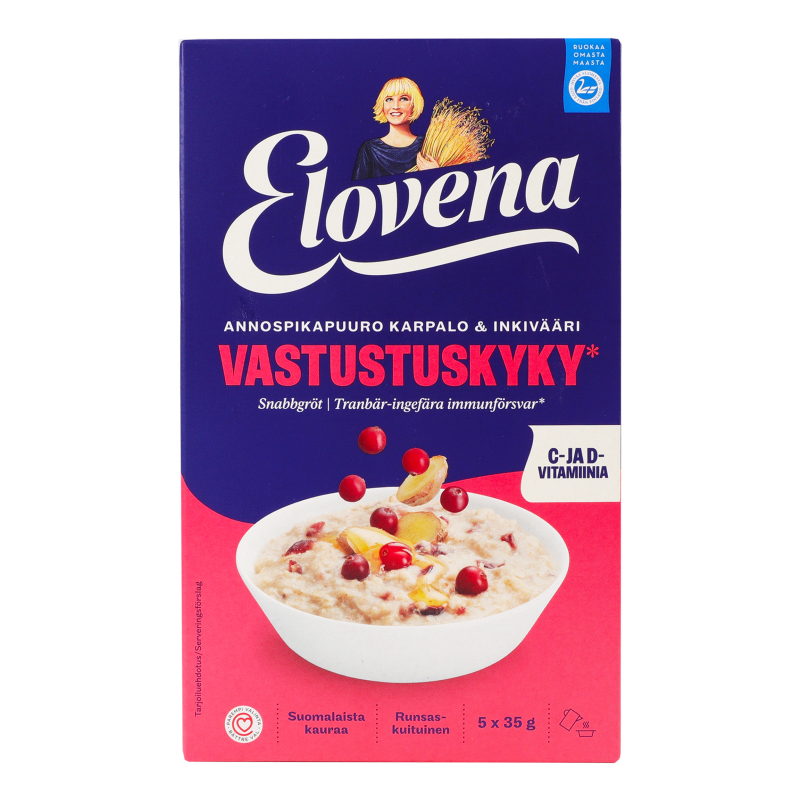 Каша-хвилинка вівсяна журавлина та імбир Elovena к/у 5х