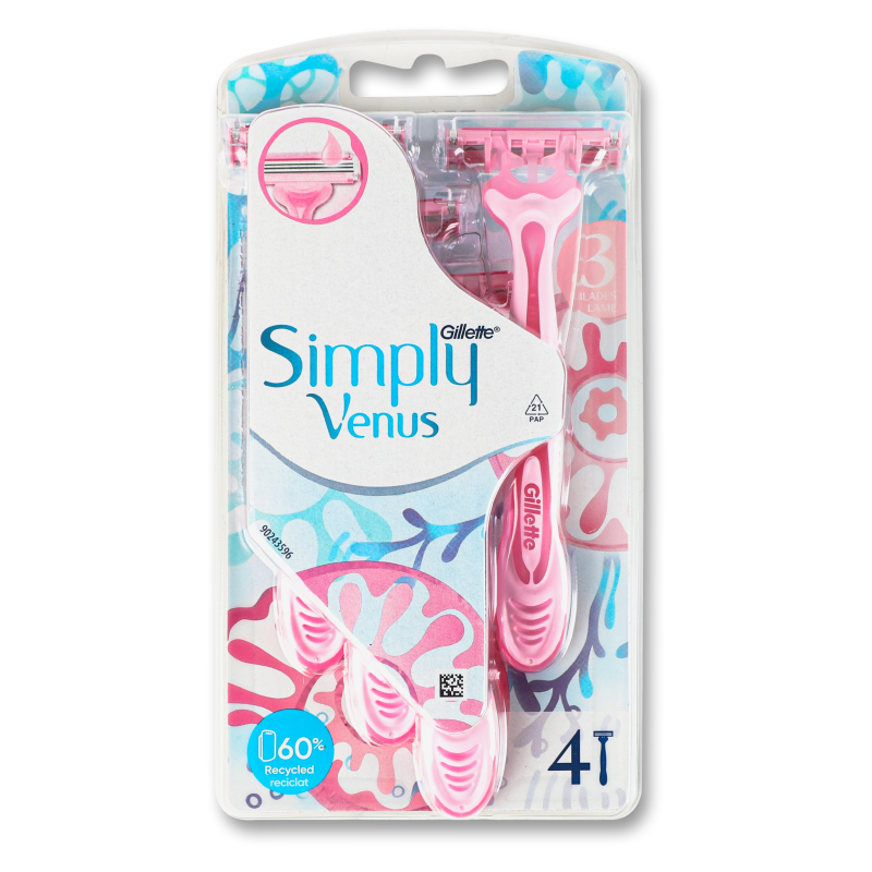 Станок д/гоління одноразовий Сімплі Венус-3 4шт блістер Джилет