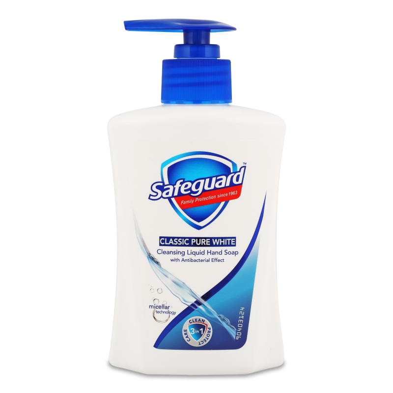 Мило рідке Класичне яскраво біле 225мл з дозатором Сейфгард