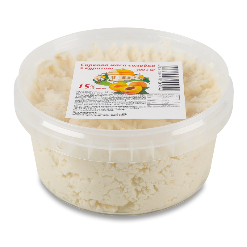 Маса сиркова з курагою 15% 400г Хуторок