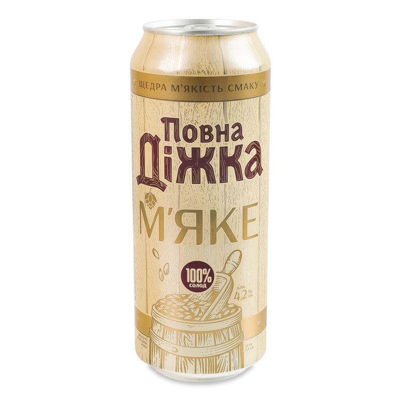 Пиво М”яке світле 4,2% 0,5л ж/б Повна Дiжка