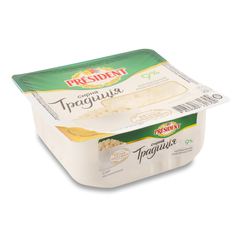 Сир кисломолочний Сирна традиція 9% 300г Президент