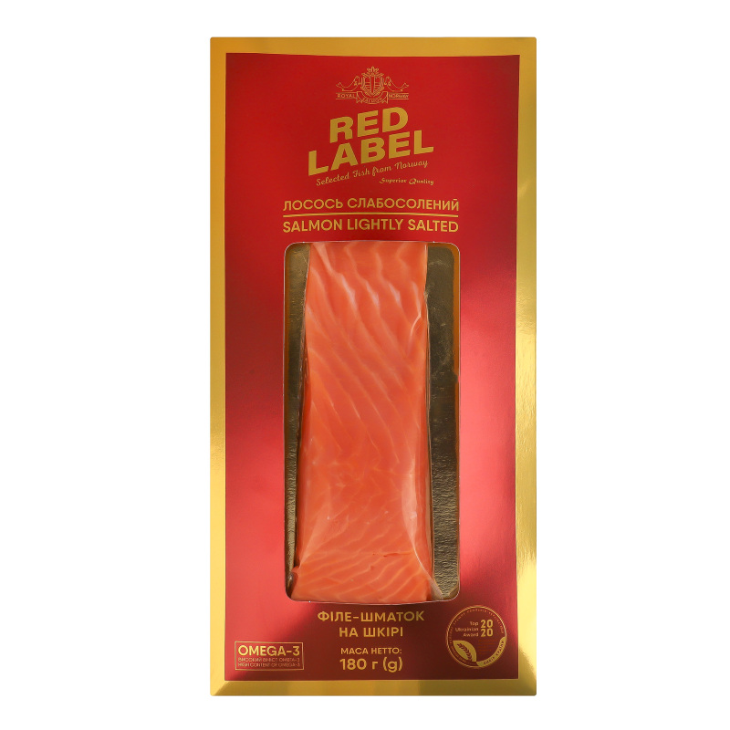 Лосось филе-кусок Red label сл/с с/ш к/у 180г Red label