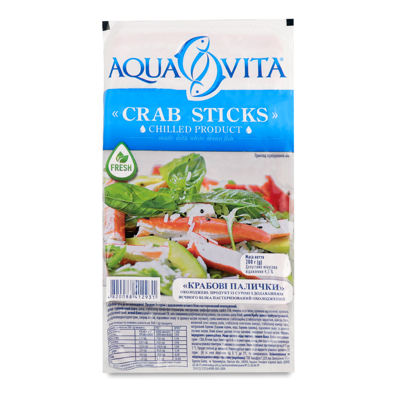 Палички крабові охолоджені 200г в/у Aqua Vita