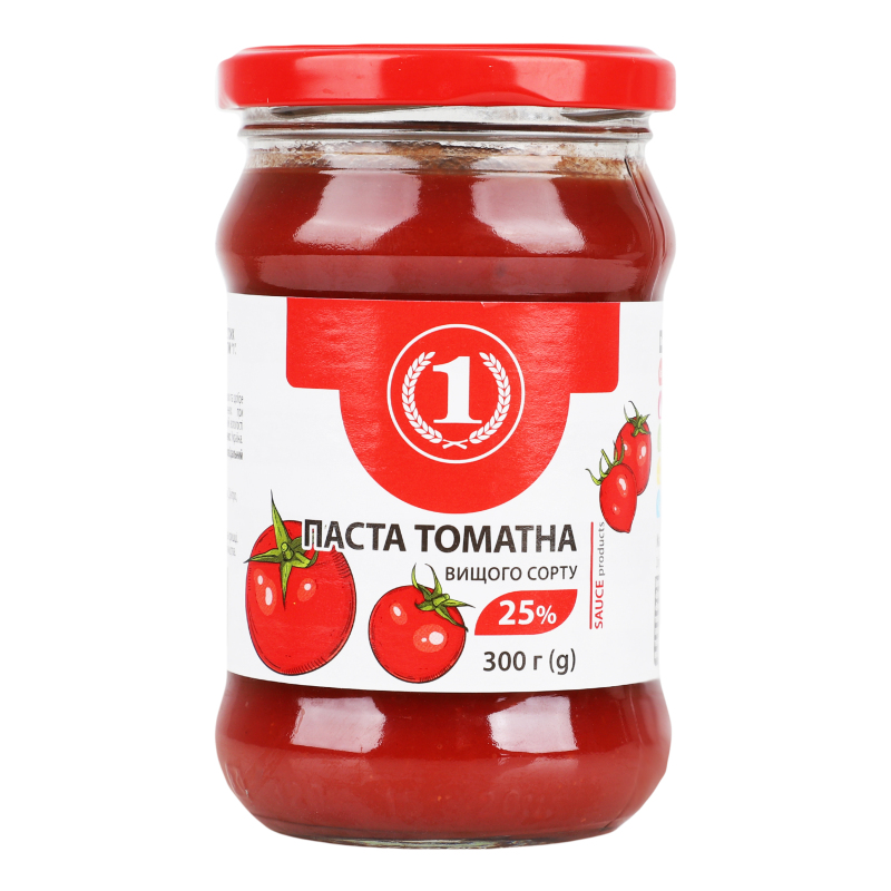 Паста томатна 25% пастеризована ТМ "1" в/с с/б