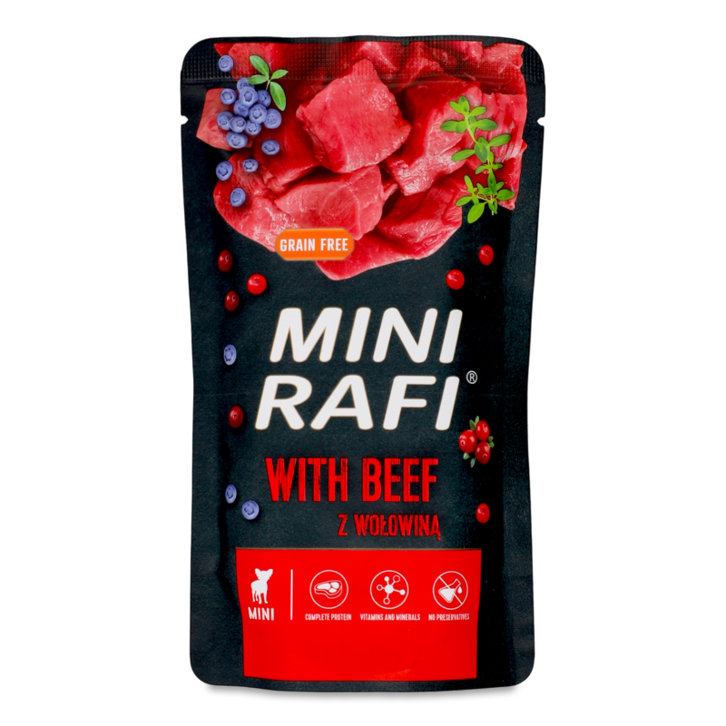 Корм д/собак малих порід Міні з яловичиною 150г пауч Рафі