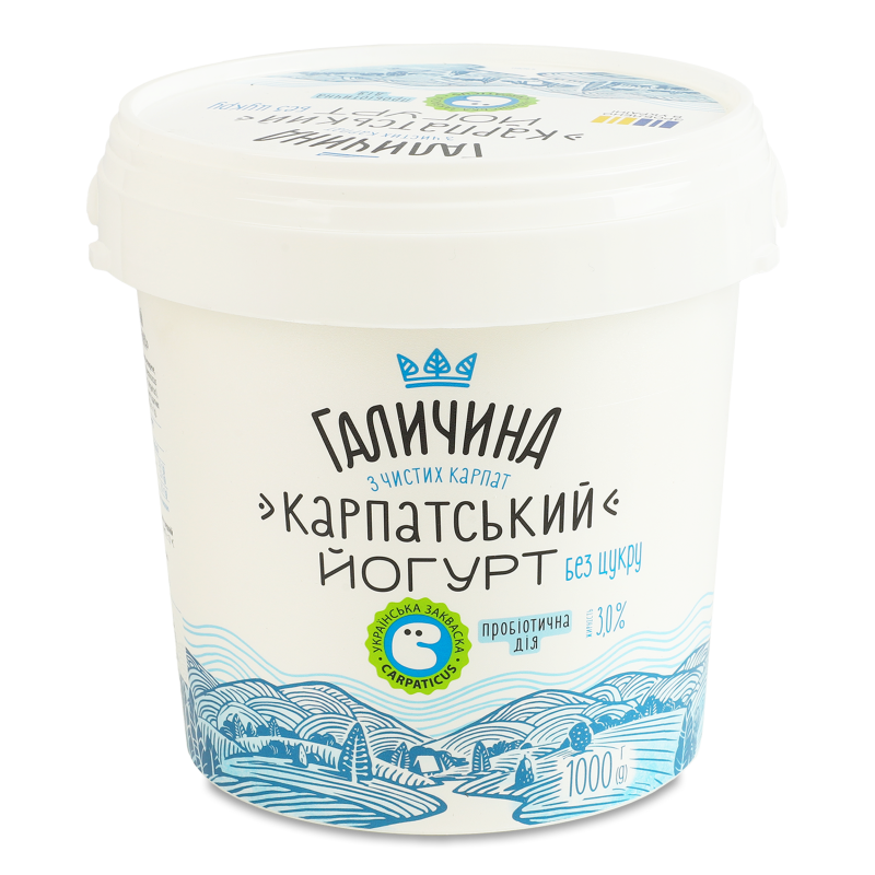 Йогурт Карпатський без цукру 3% 1000г відро Галичина