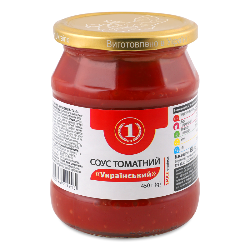 Соус томатний Український 450г скло ТМ “1”