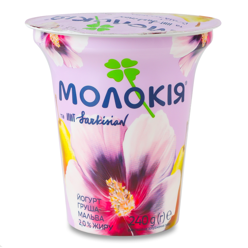 Йогурт з наповнювачем Груша-мальва 2% 240г стакан Молокія