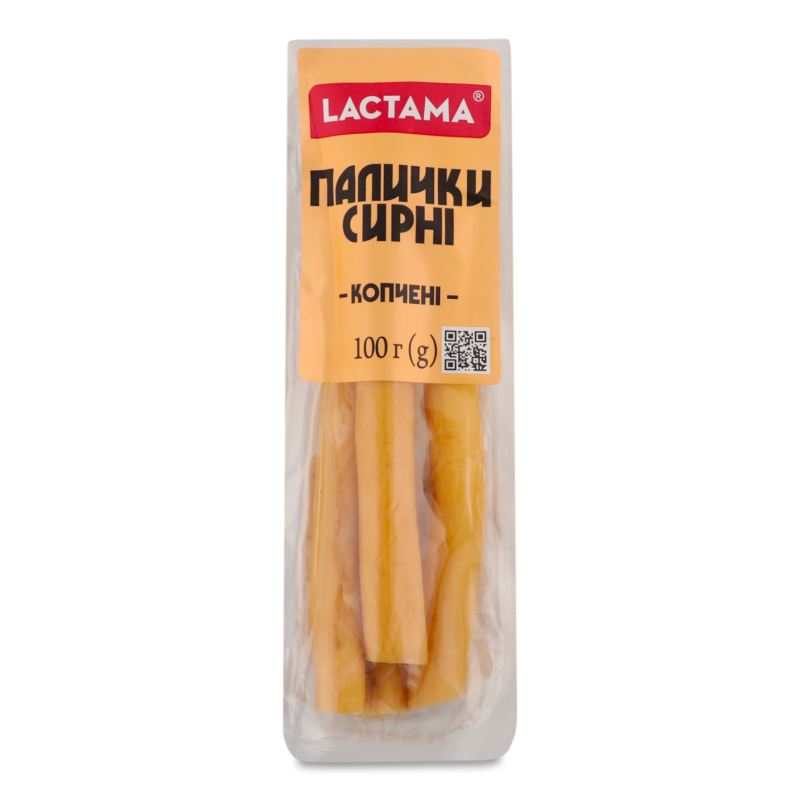 Палички сирні копчені 45% 100г газ/уп Lactama