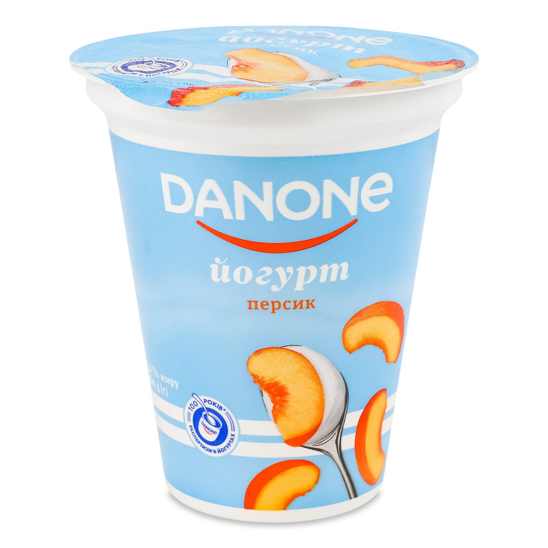 Йогурт з наповнювачем Персик 3,2% 260г стакан Данон