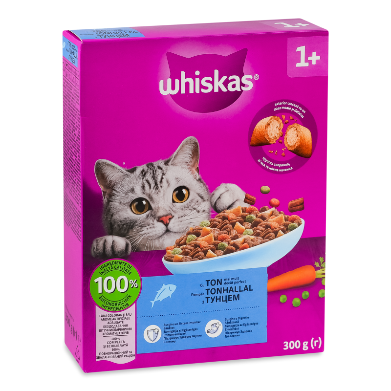 Корм д/дорослих котів з тунцем сухий 300г коробка Whiskas