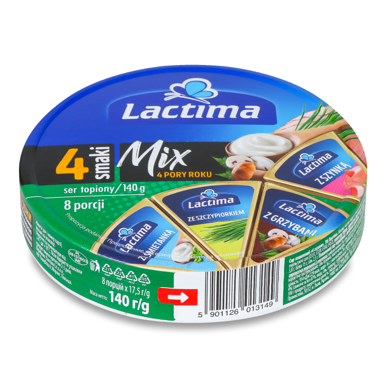 Сир плавлений Мікс 4пори року 40% 140г сектор Lactima