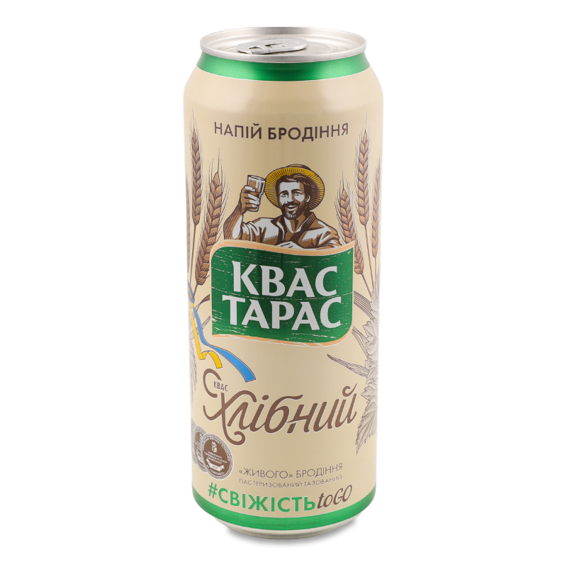 Напій бродіння Квас хлібний газований 0,5л ж/б Квас Тарас