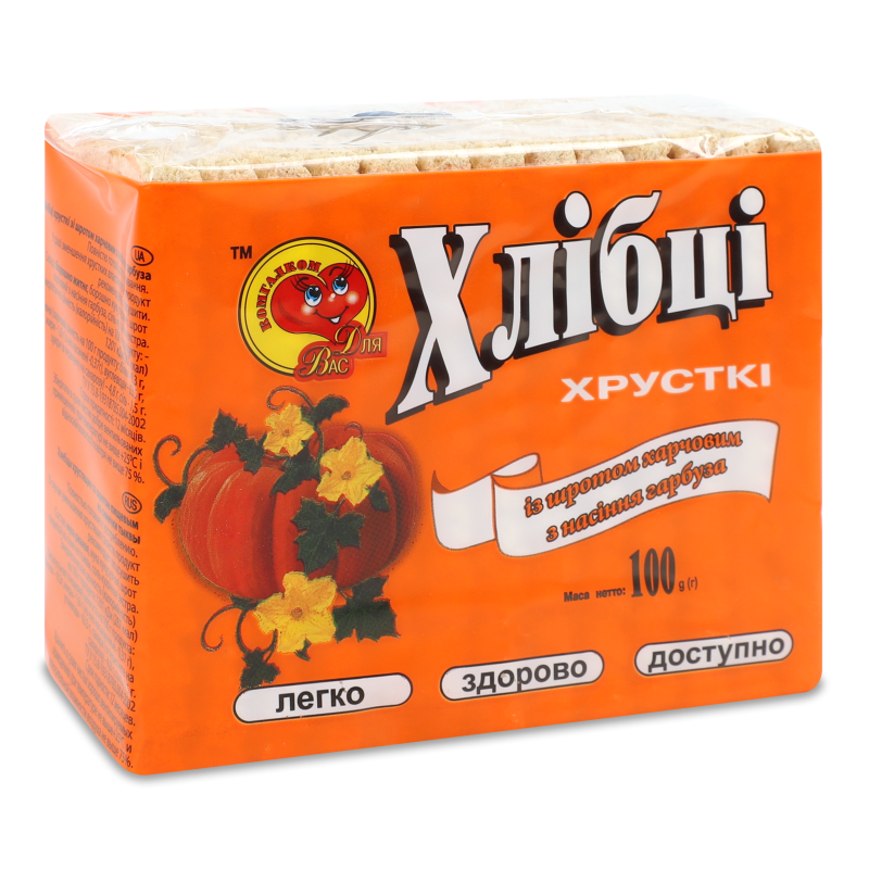 Хлібці Для Вас з насіння гарбуза 100г Комгалком