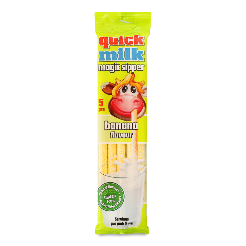 Соломинка д/молока з банановим смаком 5*6г Quick Milk