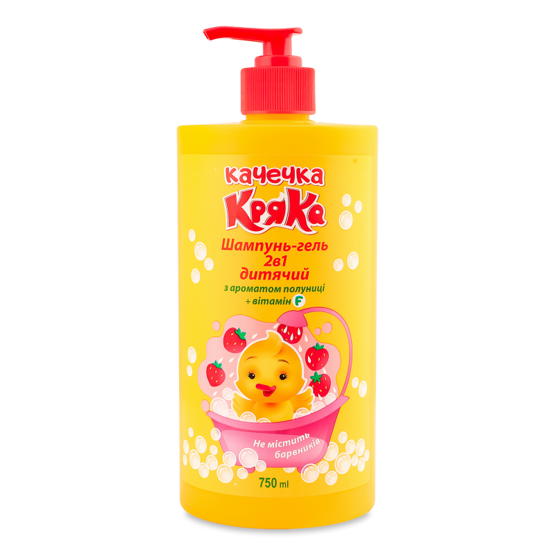 Шампунь-гель дитячий з ароматом полуниці 750мл Качечка Кряка