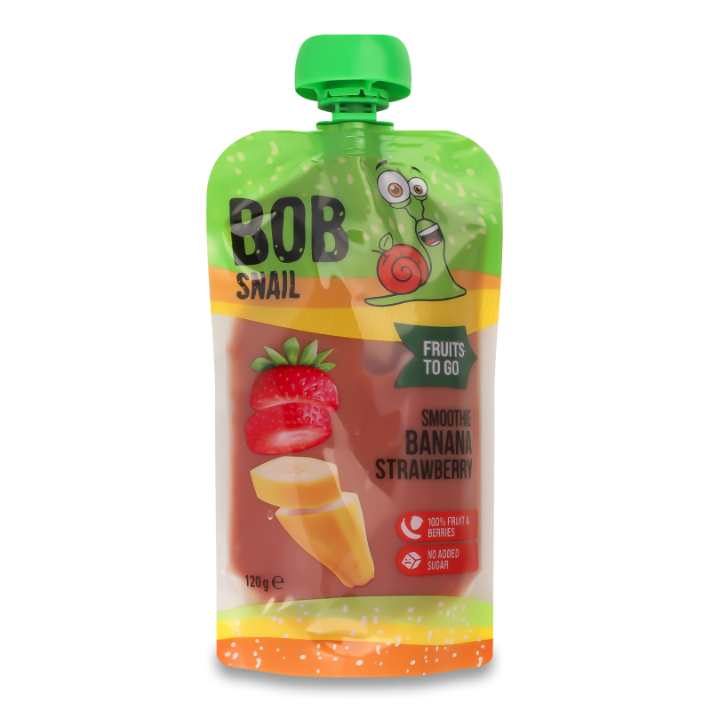 Пюре фруктово-ягідне Smoothie Банан та полуниця 120г пауч Bob Snail