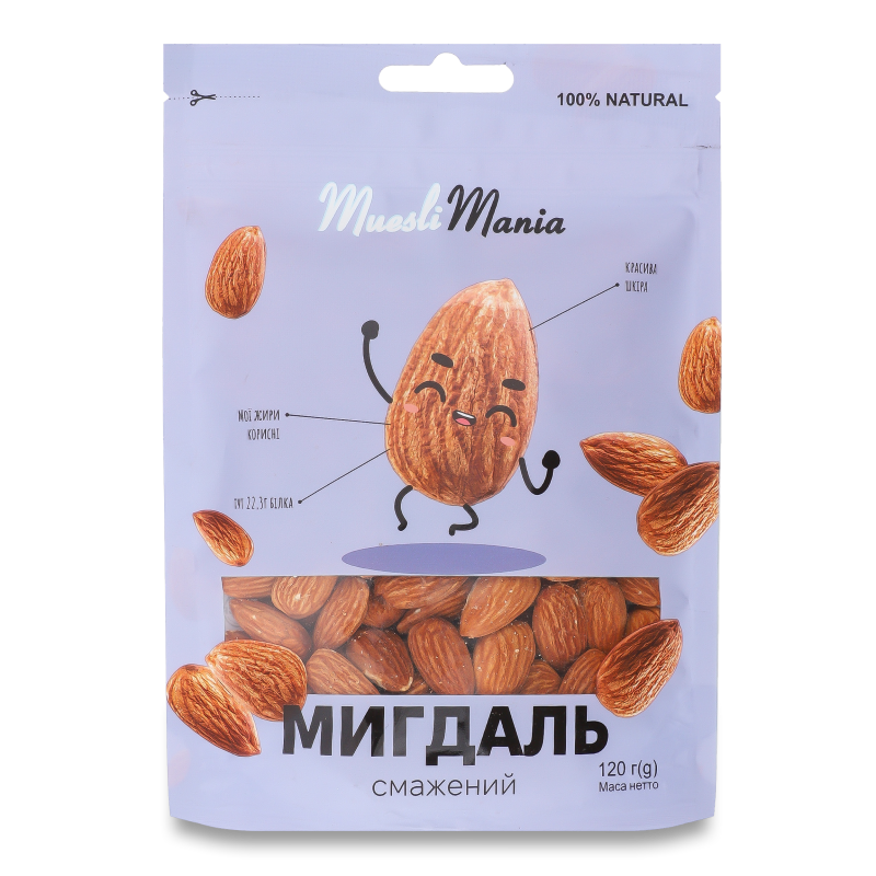 Мигдаль смажений 120г д/п Muesli Mania