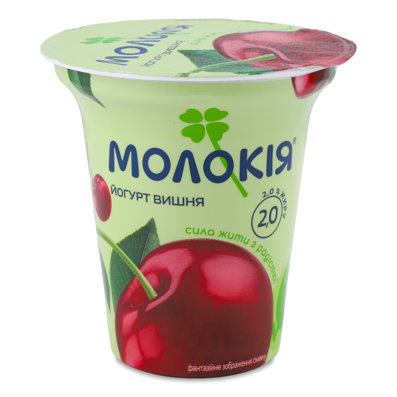 Йогурт густий з вишнею 2% 240г стакан Молокія