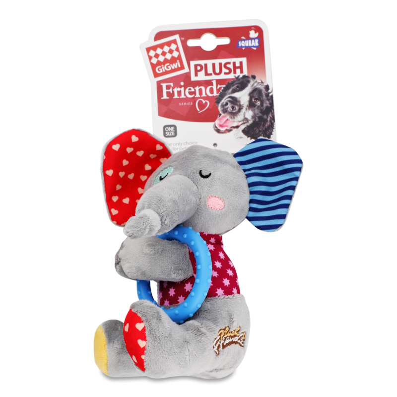Іграшка д/собак Слоненя плюш/термопластична гума з кільцем та пищалкою 16см ГіГві